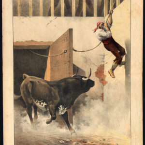 Antieke prent-STIERVECHTEN-TAUROMACHIA-STABLES-SPANJE-TORERO-Pl. 25-La Lidia-1893