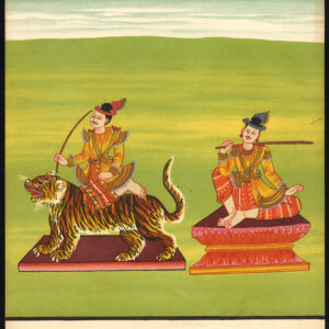 Antieke prent-BIRMA-SPIRIT WORSHIP-TIGER-YUN BAYIN NAT-DEITY-IDOL-Temple-1906