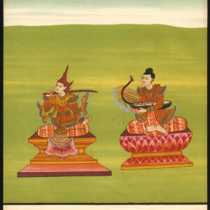 Antieke prent-BIRMA-SPIRIT WORSHIP-TABIN SHWEDI NAT-DEITY-IDOL-Temple-1906