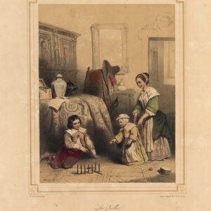 Antieke prent-LES QUILLES-NEGEN PIN BOWLING-KINDEREN-SPEL-SPELEN-Valerio-1850