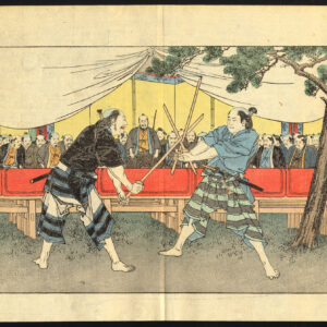 Antieke prent-JAPAN-TOERNOOI-ZWAARDGEVECHT-SAMURAI-KOSTUUM-Pl. 6-Dening-1888