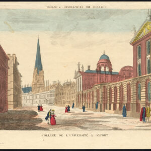 Antieke optische print-OXFORD-UNIVERSITY-COLLEGE-ENGLAND-Basset-1830