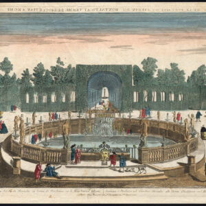 Antieke optische print-MONTALTO GARDEN-FONTEIN-BADEN DIOCLETIAN-ROME-Basset-1770