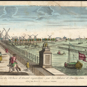 Antieke Optische Prent-AMSTEL-SLUICE-AMSTERDAM-NEDERLAND-WINDMILL-Basset-1780