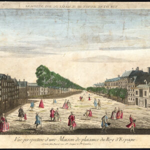 Antieke optische print-PLEASURE PALACE-KING-SPANJE-Basset-1770