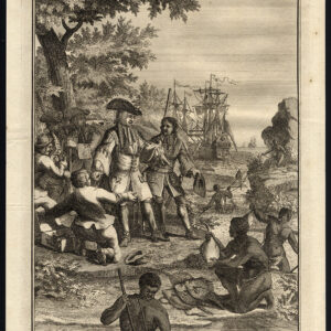 Antieke prent-HOTTENTOTS-KHOIKHOI-VISSERIJSCHIP-ZUID-AFRIKA-Kolbe-Zeeman-1727