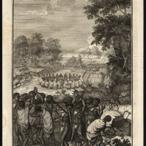 Antieke prent-HOTTENTOTS-KHOIKHOI-BEGRAFENIS-CEREMONIE-AFRIKA-Kolbe-Philips-1727