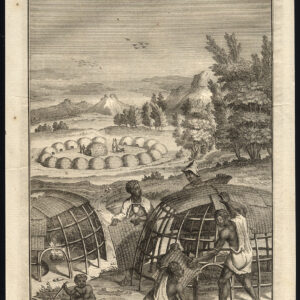 Antieke prent-HOTTENTOTS-KHOIKHOI-HUISGEBOUW-ZUID-AFRIKA-Kolbe-Philips-1727