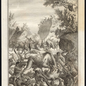 Antieke prent-HOTTENTOTS-KHOIKHOI-OORLOG-BATTLE-ZUID-AFRIKA-Kolbe-Zeeman-1727