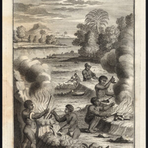 Antieke prent-HOTTENTOTS-KHOIKHOI-SMELTEND IJZER-SMEDEN-AFRIKA-Kolbe-Pool-1727