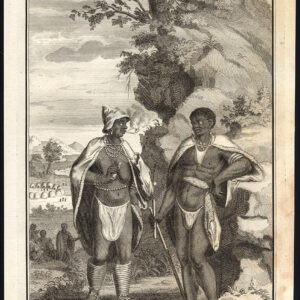 Antieke prent-HOTTENTOTS-KHOIKHOI-KOSTUUM-ZUID-AFRIKA-Kolbe-Philips-1727