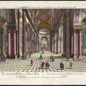 Antieke optische print-ST. PAUL'S KATHEDRAAL-LONDEN-INTERIEUR-ENGELAND-Leizelt-1770