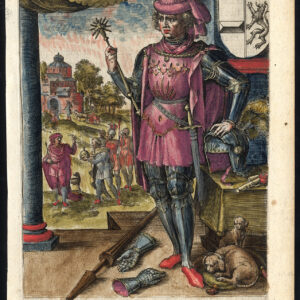 Antieke prent-CHARLES MARTELLUS-CAROLUS-DUKE OF BRABANT-ARMOUR-Barlandus-1603
