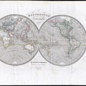 Antieke Kaart Wereld Dubbele Hemisphere Mappe Monde Cortambert 1856