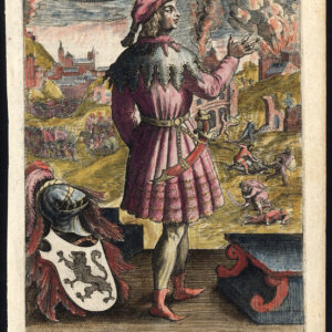 Antieke prent-GODFREY II-GRAAF VAN LEUVEN-BRABANT-DUKE-ARMOUR-Barlandus-1603