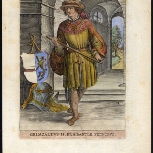 Antieke prent-GRIMOALD II THE JONGER-ARMOUR-DUKE-BRABANT-Barlandus-1603