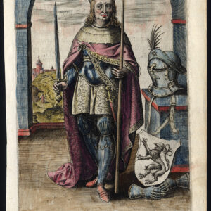 Antieke prent-HENRICUS I-HENRY-ARMOUR-DUKE-BRABANT-Barlandus-1603