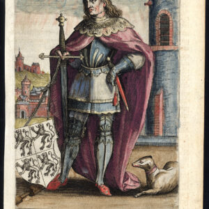 Antieke prent-JOHN II-DE VREEDZAME-HOND-ARMOUR-DUKE-BRABANT-Barlandus-1603