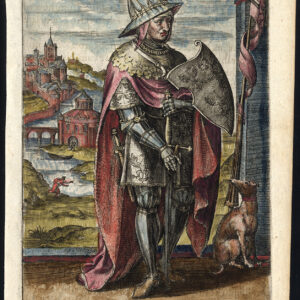 Antieke prent-PIPINUS II-DUKE VAN BRABANT-PEPIN VAN HERSTAL-ARMOUR-Barlandus-1603
