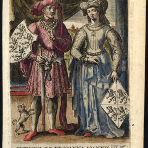 Antieke prent-WENCESLAUS I-DUKE LUXEMBURG-JOANNA-DUCHESS-BRABANT-Barlandus-1603