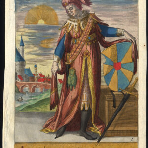 Antieke prent-ARNULF II-GRAAF-VLAANDEREN-WAPENSSCHILD-Richer-1615