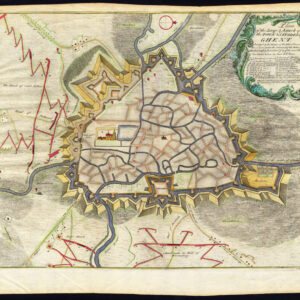 Antieke Prent-PLAN-BEGELEID VAN GENT IN 1708-GENT-BELGIË-Tindal-1727