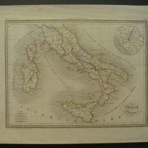 A3 268 01 Kopergravure grens gekleurde Kaart Italië 1846