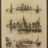Houtgravure 1885 W.W. May Gezichten van de Zuiderzee Holland schepen bootjes torens vissers boten Urk Hoorn Amsterdam Kampen