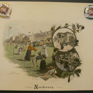 Houtgravure Norderney  1885 Tennis Dames
